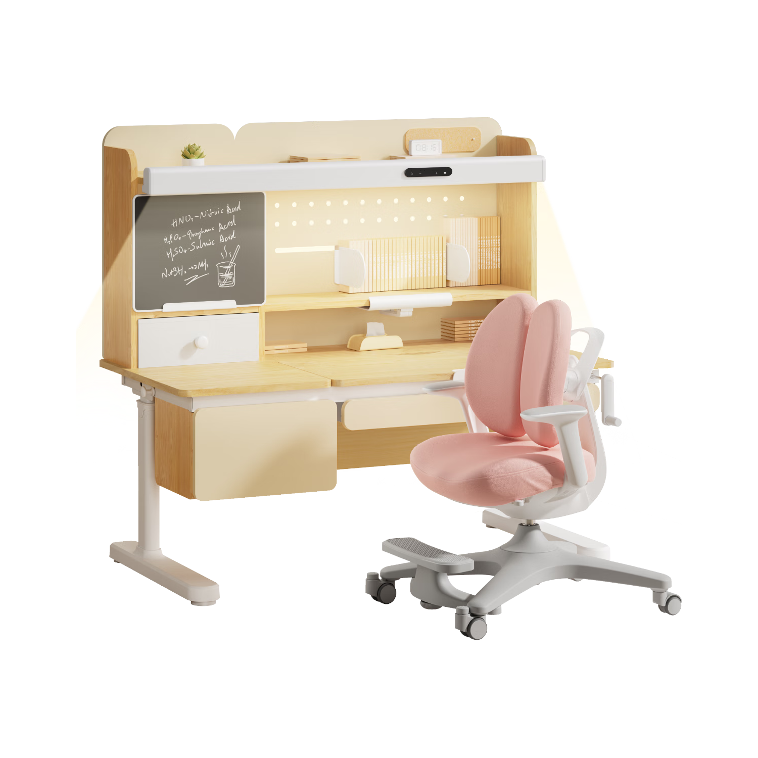 黑白调儿童 C2儿童学习桌椅书桌学习桌儿童3-18岁实木可升降橡胶木 灰C2橡胶