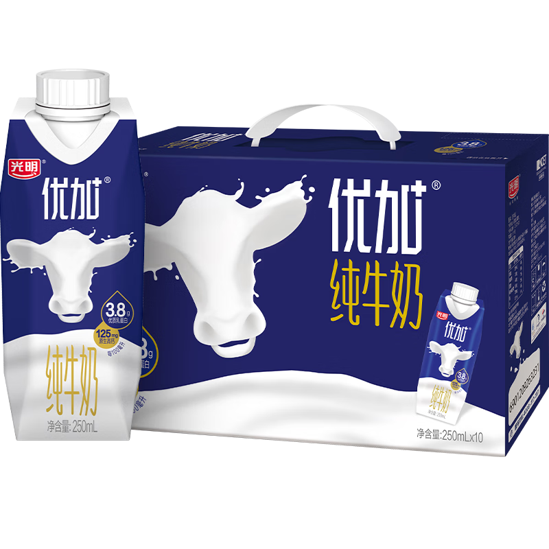 PLUS：光明 优加梦幻盖纯牛奶250ml*10盒（3.8g乳蛋白）包装随机中秋礼盒装 94.1