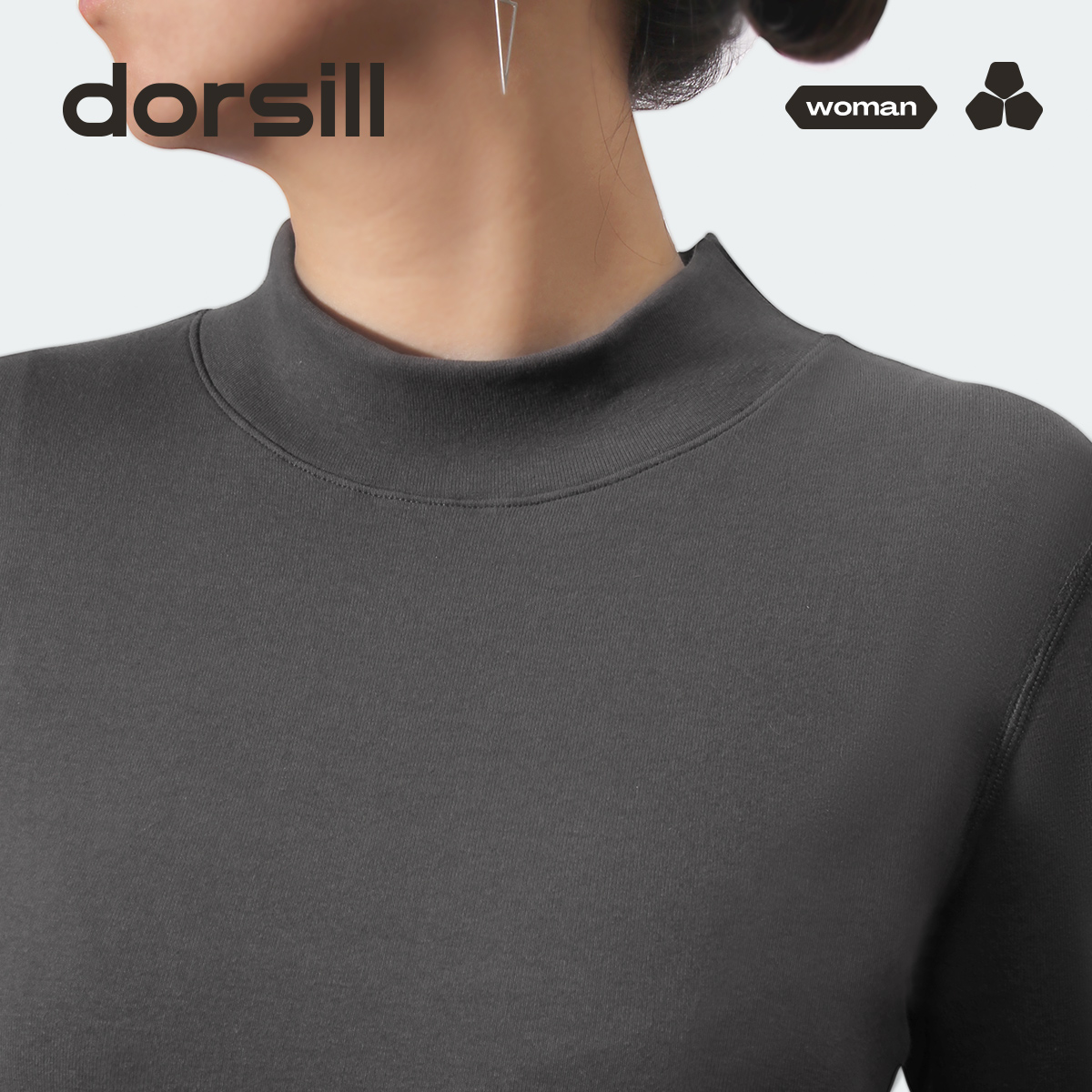 88VIP：Dorsill 朵熙儿 半高领打底衫女秋冬装内搭纯棉中领黑白长袖上衣 85.41