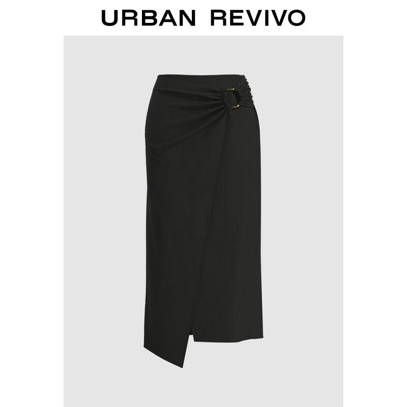 URBAN REVIVO UR2024秋季新款女装魅力气质扭结不规则设计感半裙UWG540079 159元（