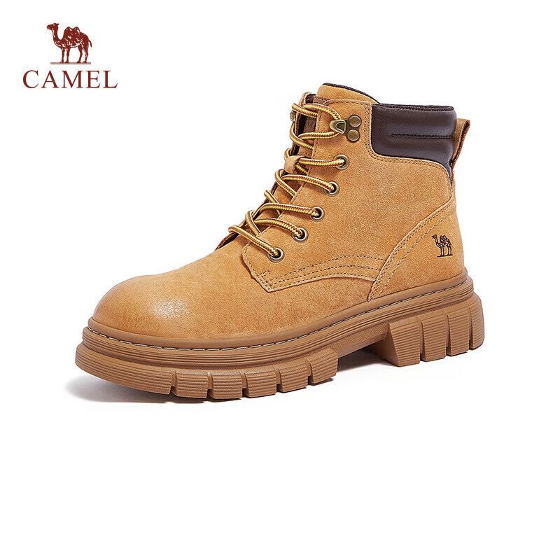 CAMEL 骆驼 大黄靴女都市户外四季可穿系带工装靴马丁靴 L23W307016 黄棕 289元