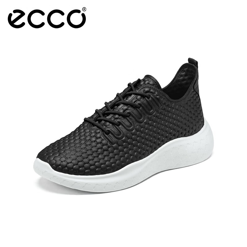 限尺码、PLUS会员：ECCO 爱步 厚底运动鞋 悦动 825254 黑色/灰色 644.05元包邮（