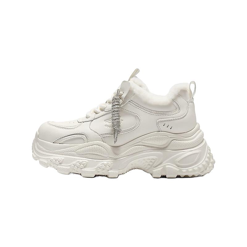 百丽 马赛克百搭老爹鞋女2026春新商场款厚底增高休闲鞋F1K1DAM6 米白-绒里 36 