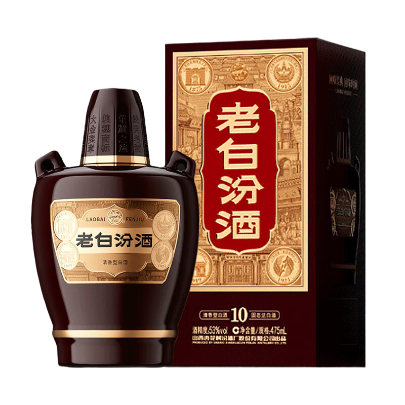 plus、需凑单:汾酒 老白汾10 清香型白酒 53度 475ml 单瓶装 升级版 *4件 489.64元(合122.41元/瓶,返40元京豆)