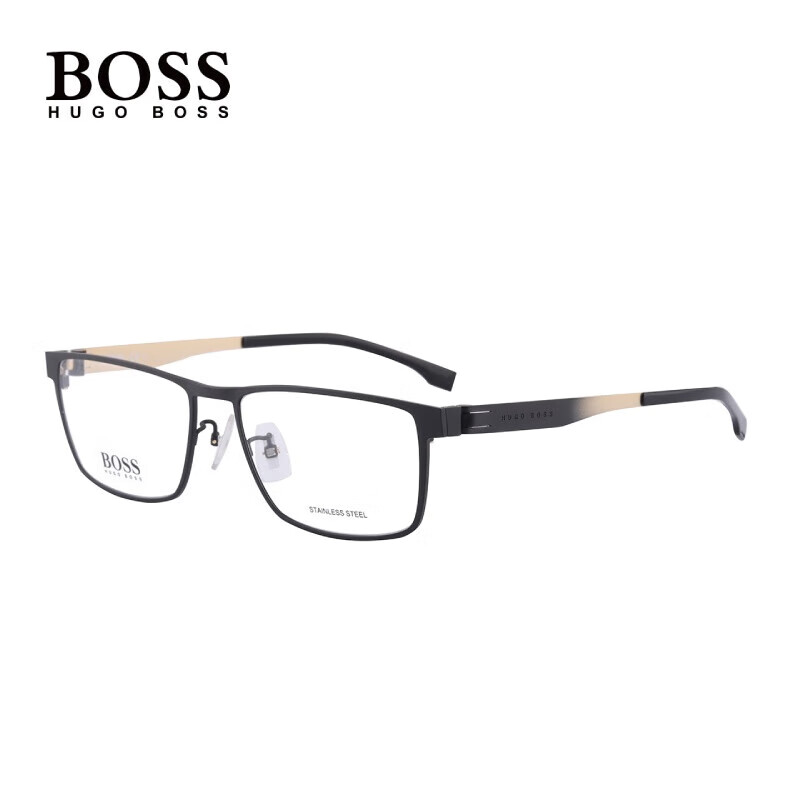 HUGO BOSS 近视眼镜框 男士眼镜框经典黑色方框眼镜架1342 I46/黑色 配蔡司1.60钻
