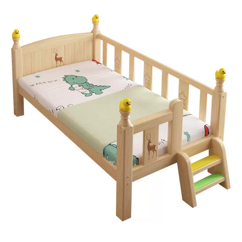 话社 实木儿童床带护栏小床婴儿男孩女孩公主床单人床边床加宽拼接大床 