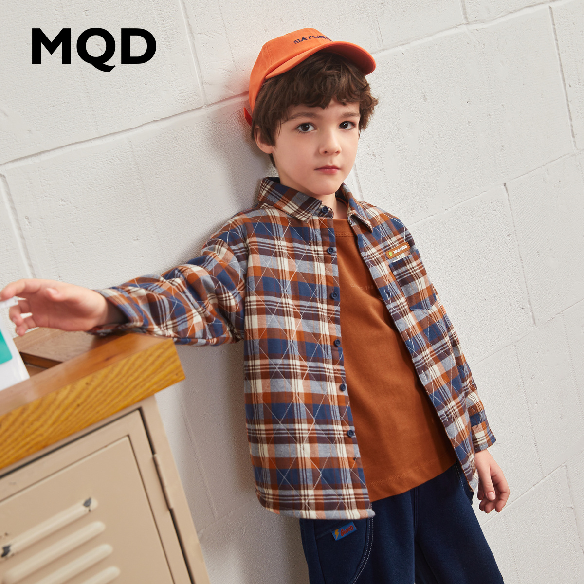 MQD 马骑顿 童装男童加厚格纹衬衫22冬新款儿童保暖格子外套潮 129.92元