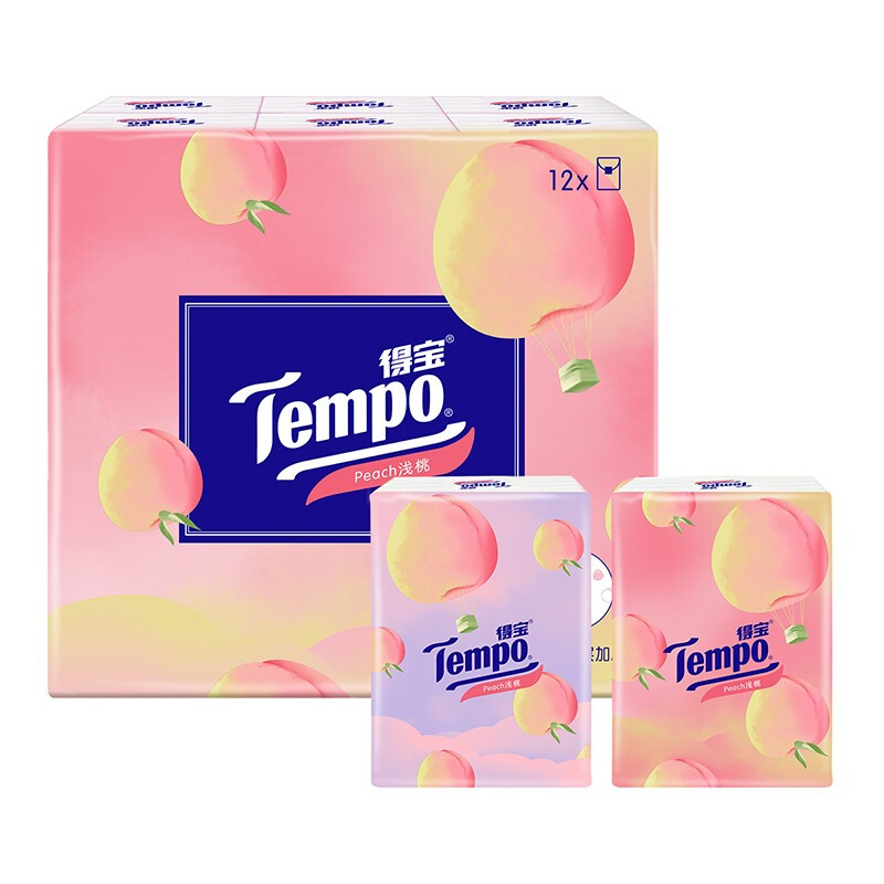 得宝 Tempo 一博同款 手帕纸 甜心桃味 4层7张12包 8.57元（需买3件，需用券）