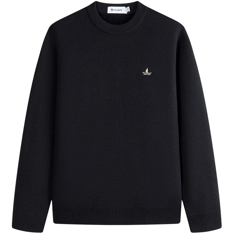 navigare 意大利小帆船老钱风加绒针织衫男秋冬圆领套头毛衣 229元