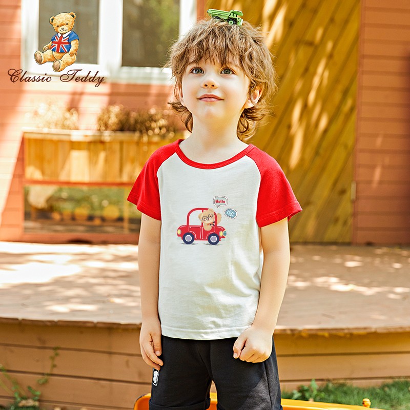 精典泰迪 TD2004ZY0016AD 儿童短袖T恤 Hello熊-大红 140cm 14.9元（需买3件，共44.7元