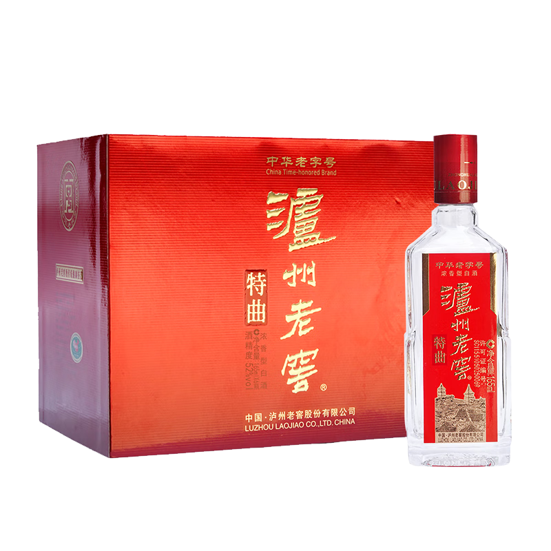 PLUS会员：泸州老窖（LUZHOULAOJIAO） 特曲三两三 浓香型白酒 52度165ml*6瓶 整箱