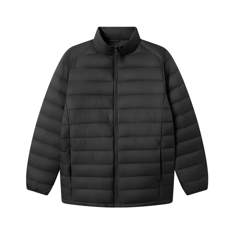 京东京造 air+零压排骨羽绒 轻薄羽绒服男外套冬90鸭绒立领 曜石黑 L 199元