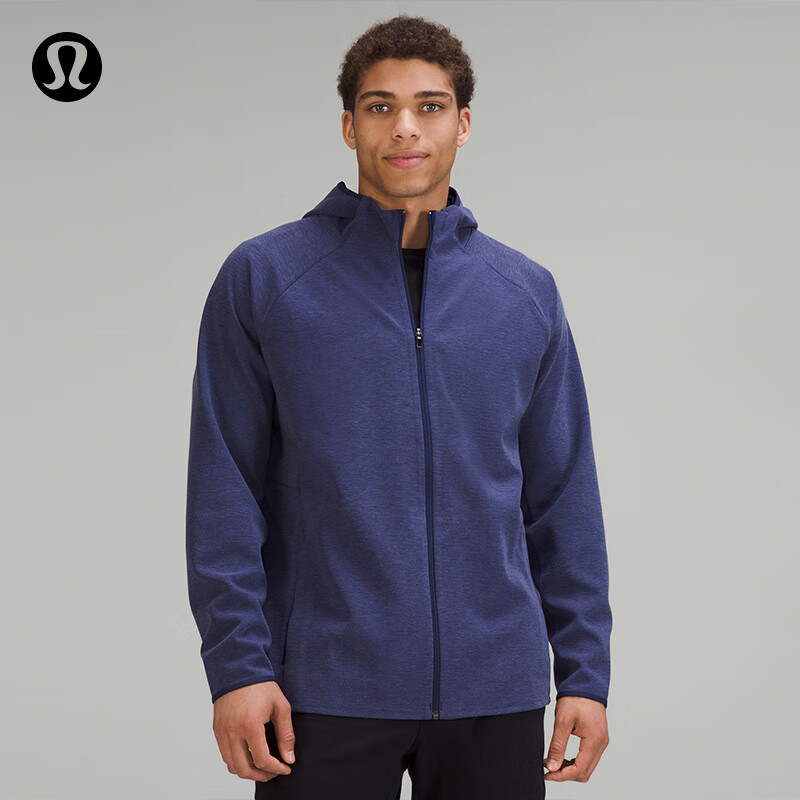 lululemon 丨GridLiner 男士抓绒拉链连帽衫 LM3CZ4S 杂色夜海蓝 XS 557.1元