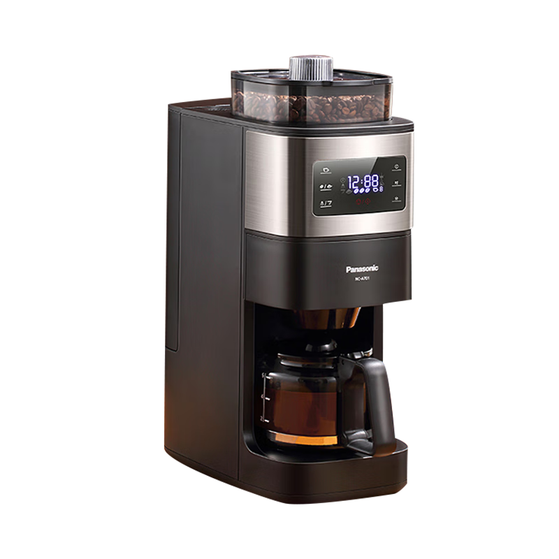 松下（Panasonic）美式咖啡机研磨一体 家用全自动豆粉两用自动清洁智能保温