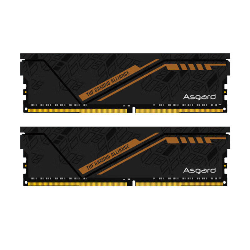 plus:阿斯加特 内存条 32GB 16GBx2 套装 DDR4 3600 金伦加-黑橙甲 TUF联名款 海力士C