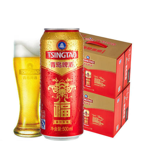 PLUS会员、概率券：TSINGTAO 青岛啤酒 福如东海 500mL 12罐 2箱组合装 200.65元（