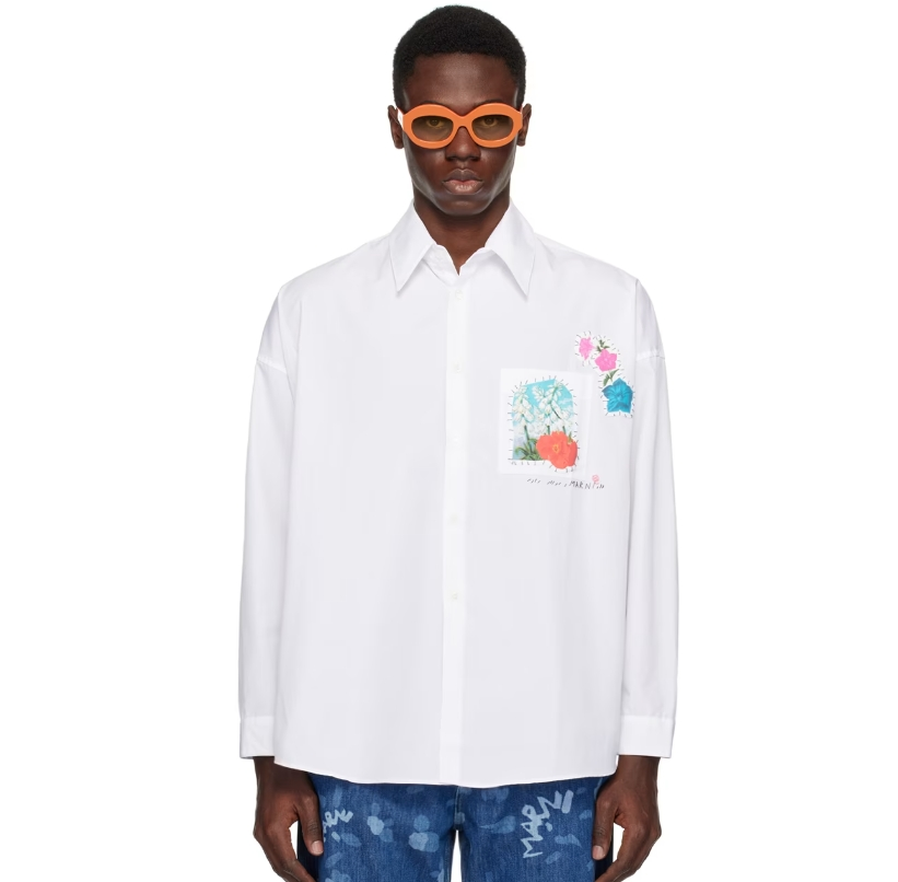 丞磊同款！MARNI White Embroidered 衬衫 4.8折 $408（约2929元）