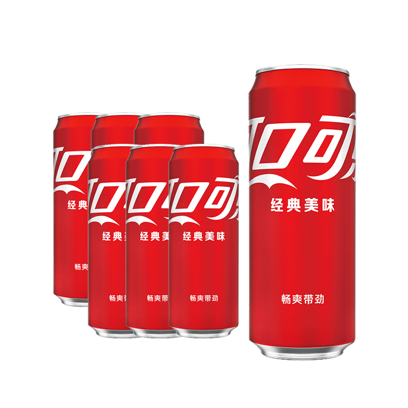 京东百亿补贴、plus会员:可口可乐（Coca-Cola）碳酸汽水摩登罐饮料330ml*6罐 9.7