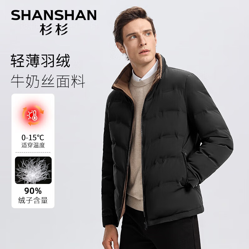 杉杉 SHANSHAN 立领防风牛奶丝男士羽绒服 213.38元（需用券）