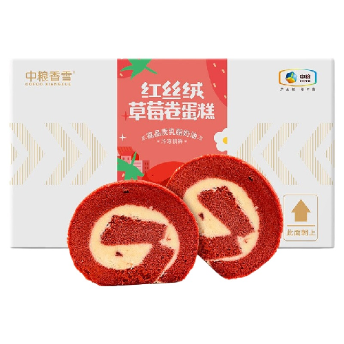COFCOXIANGXUE 中粮香雪 红丝绒草莓卷蛋糕 300g 23.4元