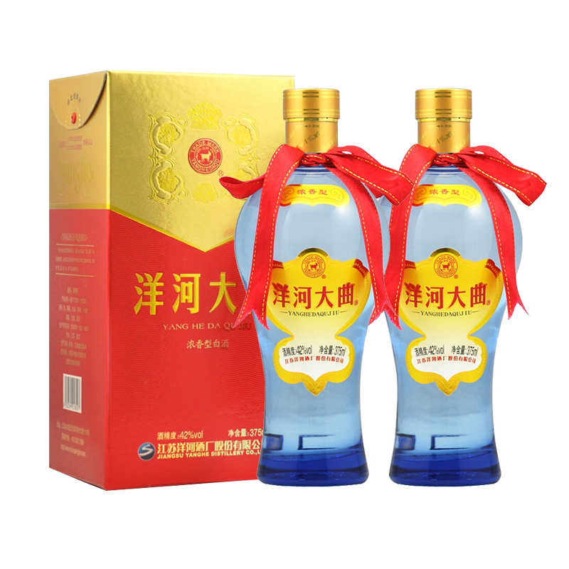 京东百亿补贴：洋河 洋河大曲 新天蓝 42度 浓香型白酒 375ml*2瓶 44.8元（合22.