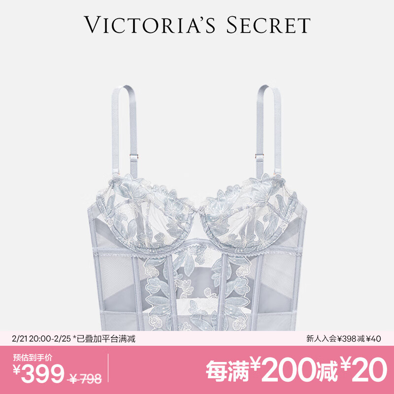 VICTORIA'S SECRET 轻薄网纱刺绣梦幻塑身衣 鱼骨胸衣 68HI浅灰紫 11245231 30C 30/65C 3