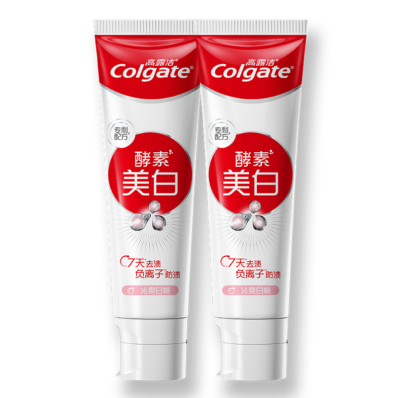 高露洁（Colgate）酵素亮白去黄去渍防渍美白牙膏120gx2支 白桃味 清新口气 ￥