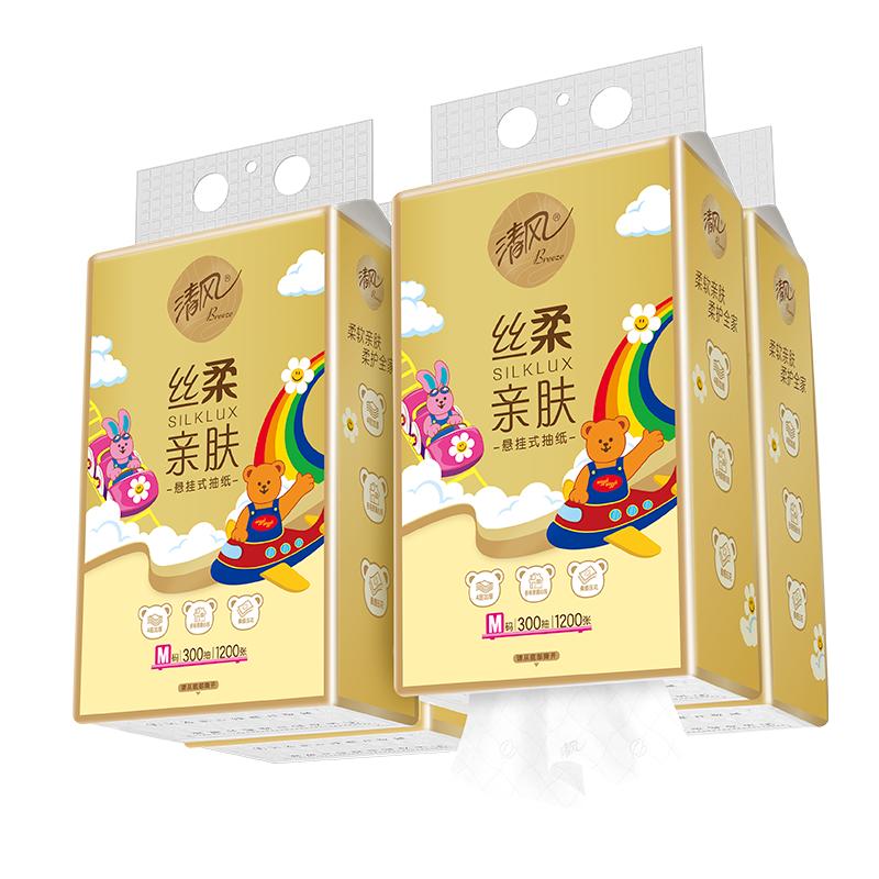 清风 Hello系列300抽4提 悬挂式 抽纸 长175mm;宽154mm 19.9元
