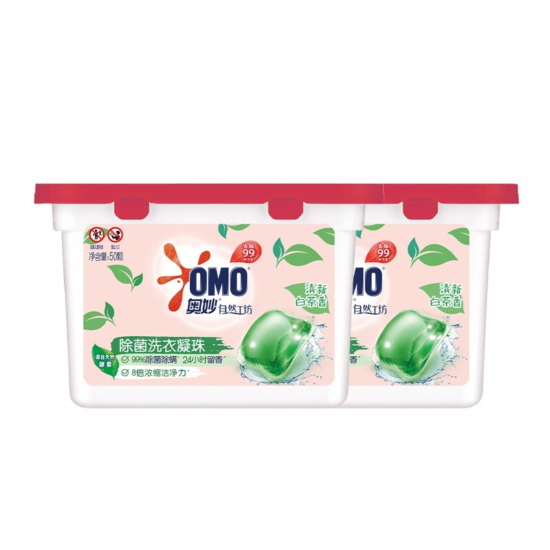 OMO 奥妙 自然工坊 除菌洗衣凝珠 50颗 15.9元（需换购）