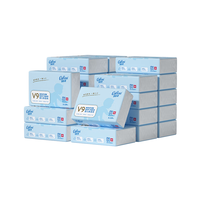 CoRou/可心柔 V9云柔巾 3层M码 120抽 24包---87.46元百亿补贴频道加倍补贴专享价
