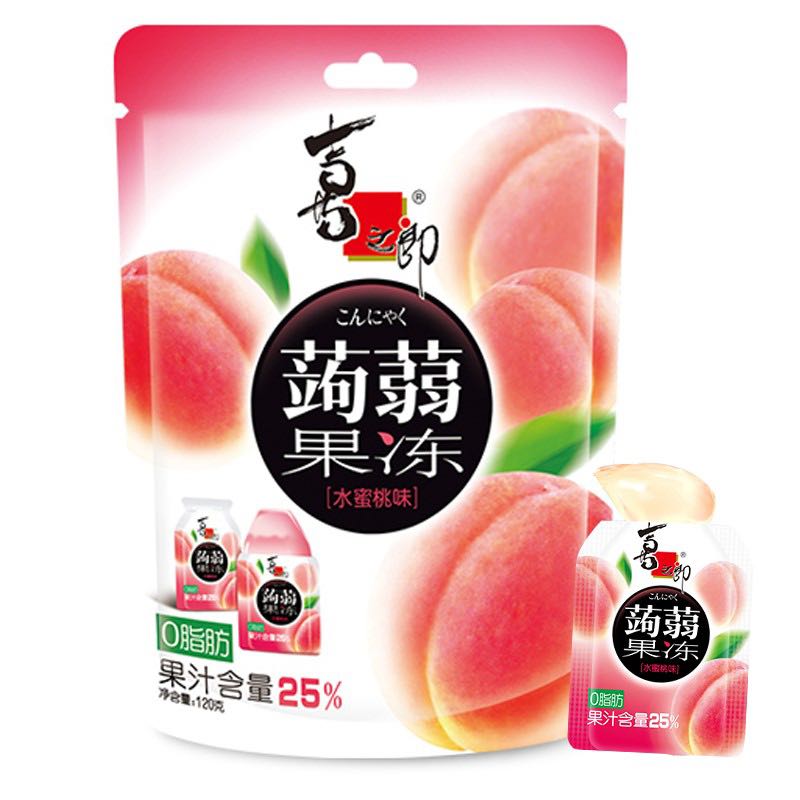 XIZHILANG 喜之郎 蒟蒻果汁果冻20克x6包共120g水蜜桃味 魔芋饱腹0脂肪休闲食品 