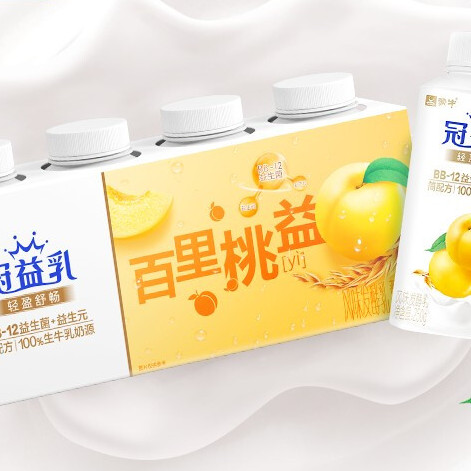 蒙牛 推荐冠益乳一口燕麦黄桃味250g*4瓶 13.15元