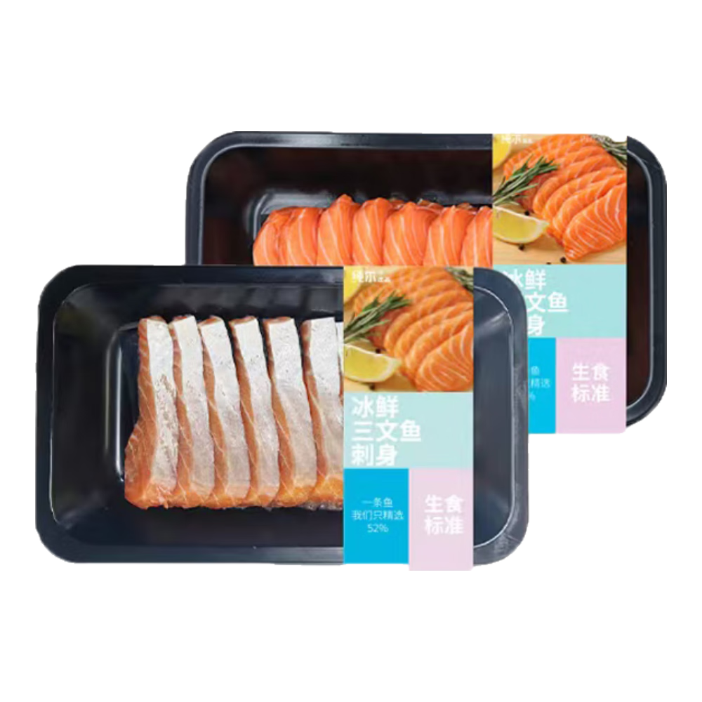 纯尔 冰鲜挪威三文鱼切片400g（半腩半背）刺身中段即食 79.9元（需用券）