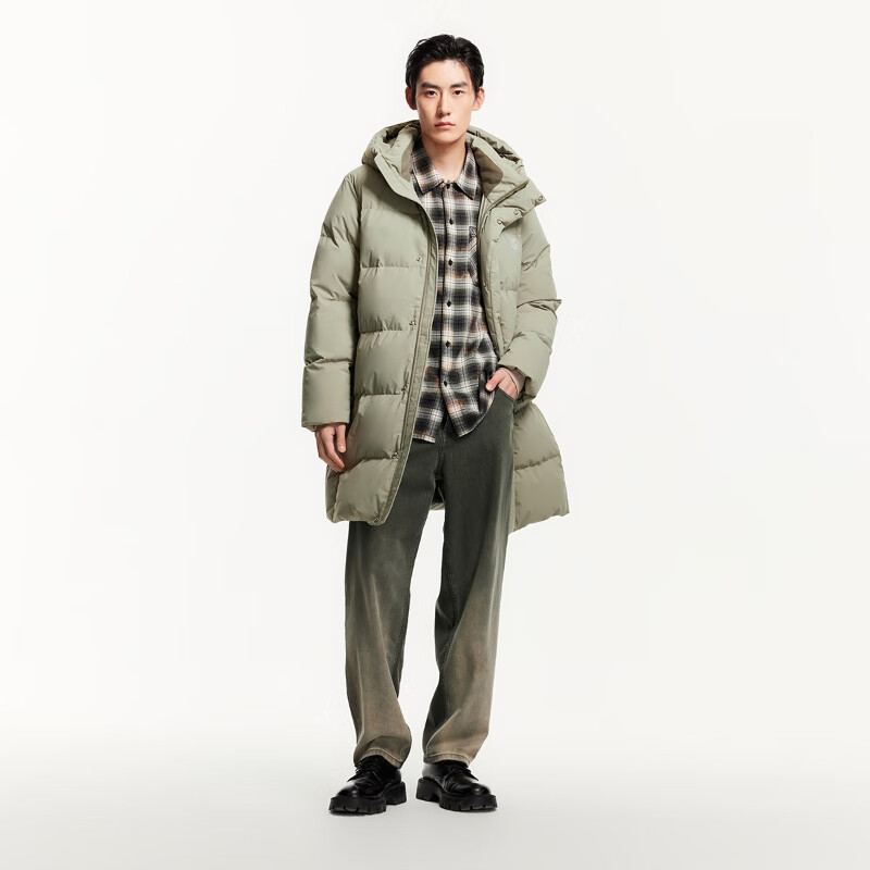 PLUS会员：JACK&JONES 杰克·琼斯 男装 连帽中长款羽绒服 E06 香根草灰 L 705.31元 