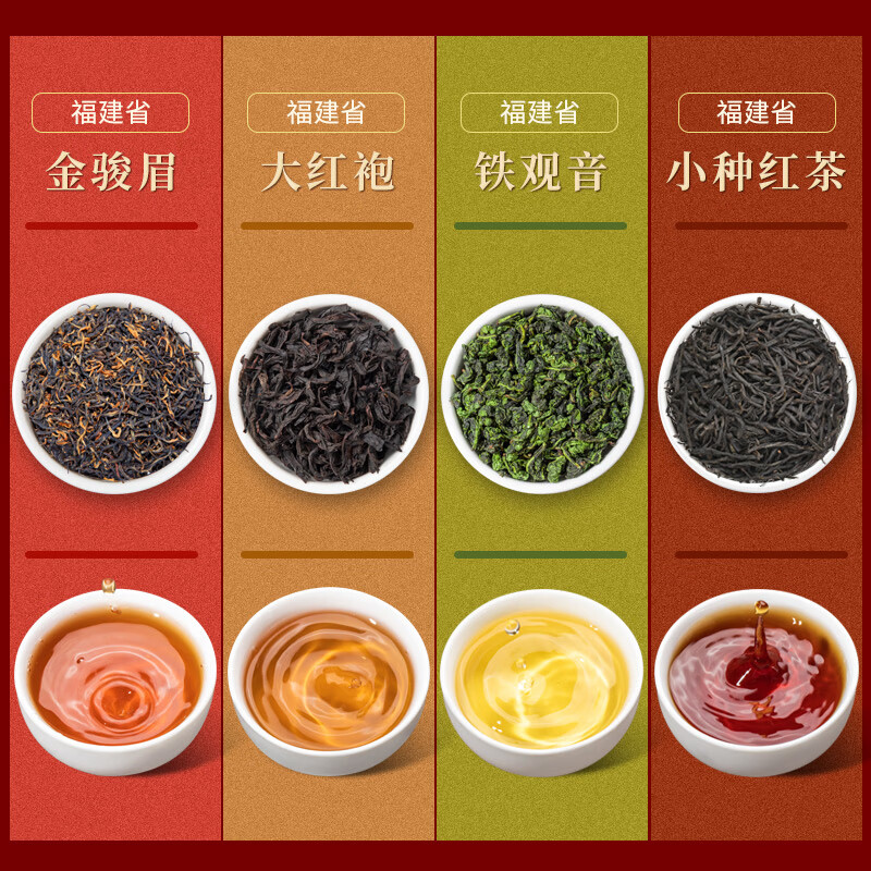 印象堂 茶叶2026新茶铁观音大红袍金骏眉小种红茶四大茗茶礼盒装 四大茗茶款512g 49.8元 - 清风线报