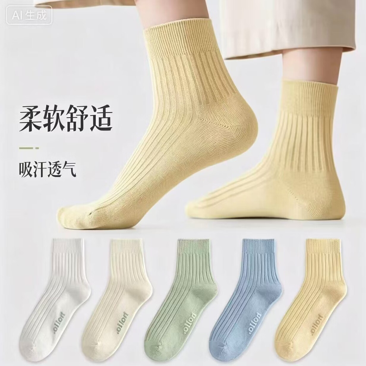 勋阳宇乐 袜子女糖果色四季款袜子女士吸汗透气亲肤中筒袜 20.22元（需用券
