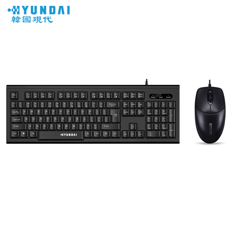 HYUNDAI华为戴尔华硕通用有线键鼠套装 有线键盘办公游戏鼠标键盘套装 黑色HY-KM103 有线---10.18元
