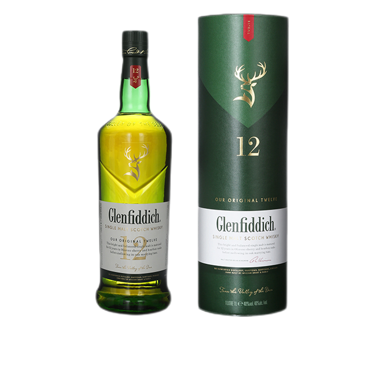 京东百亿补贴：Glenfiddich 格兰菲迪 12年 苏格兰斯佩赛 单一麦芽威士忌 1000ml 