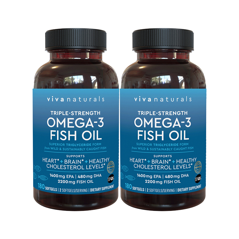 Viva Naturals Viva美国进口深海鱼油3倍浓缩天然omega3欧米伽3软胶囊180粒*2瓶 717.1