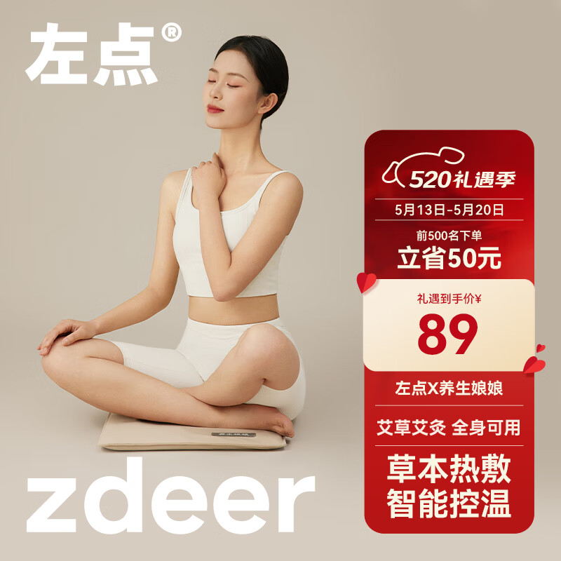 zdeer 左点 养生娘娘艾草红花玫瑰热敷坐垫电加热全身通用办公室艾灸坐垫 52