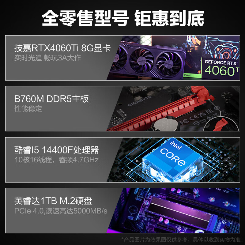 移动端、京东百亿补贴：华硕 ASUS i5 13400F/RTX4060台式 4644元