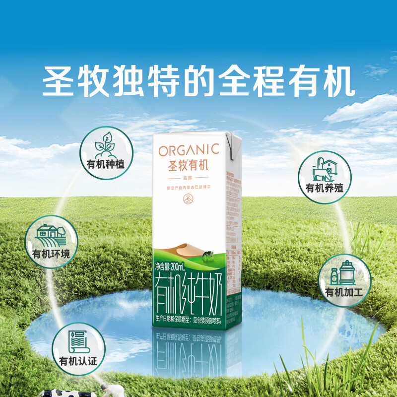 圣牧 有机品醇有机纯牛奶 苗条装 200ml×24盒 38.99元 - 线报酷