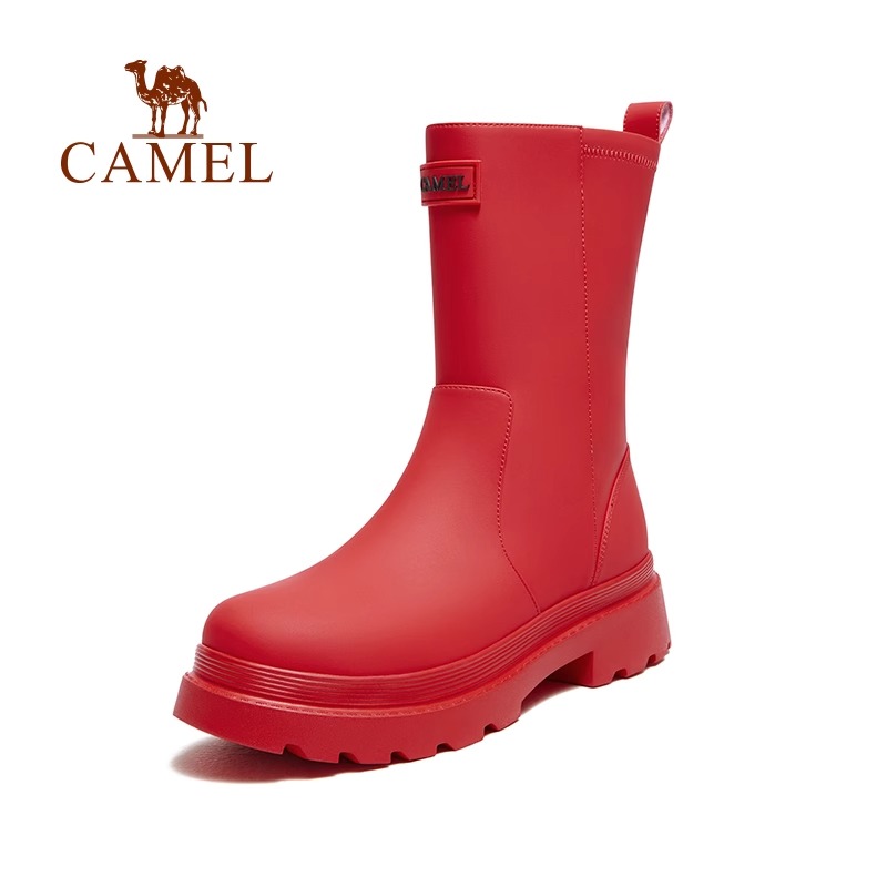 CAMEL 骆驼 F23C013007 红色高筒雨靴 女士防水防滑雨鞋 36码 199元（需用券）