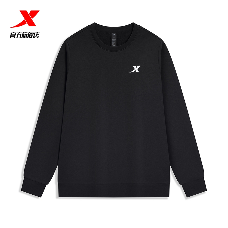 特步 卫衣男春季运动服刺绣针织上衣男装休闲圆领长袖套头衫 37.1元（需用