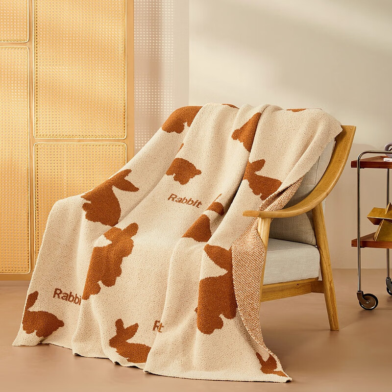 MERCURY 水星家纺 毛毯被午睡毯子办公室小毛毯空调毯盖毯 130×170复古兔太妃