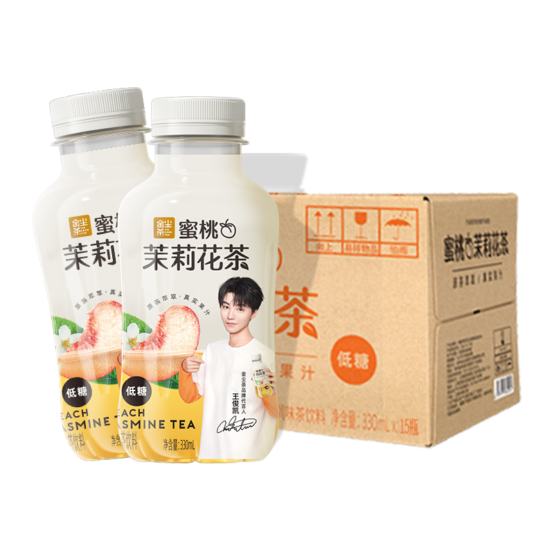 金尘茶 330ml*15瓶 蜜桃茉莉花茶饮料夏日饮品整箱小瓶饮料330ml*12瓶 18.9元（