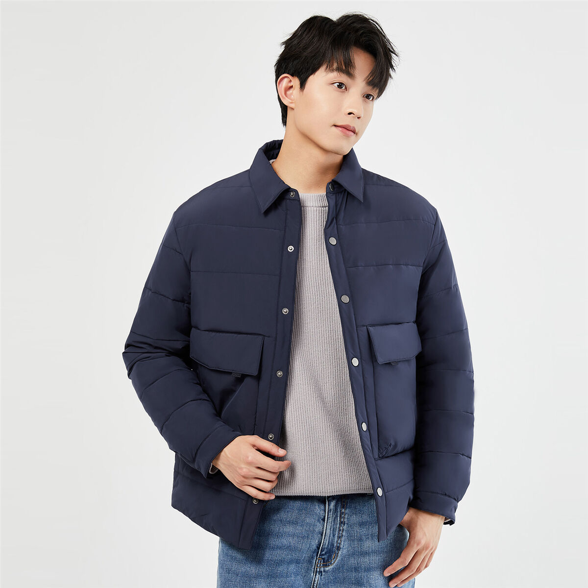 GIORDANO 佐丹奴 男士休闲翻领棉衣 4386433700166 ￥94