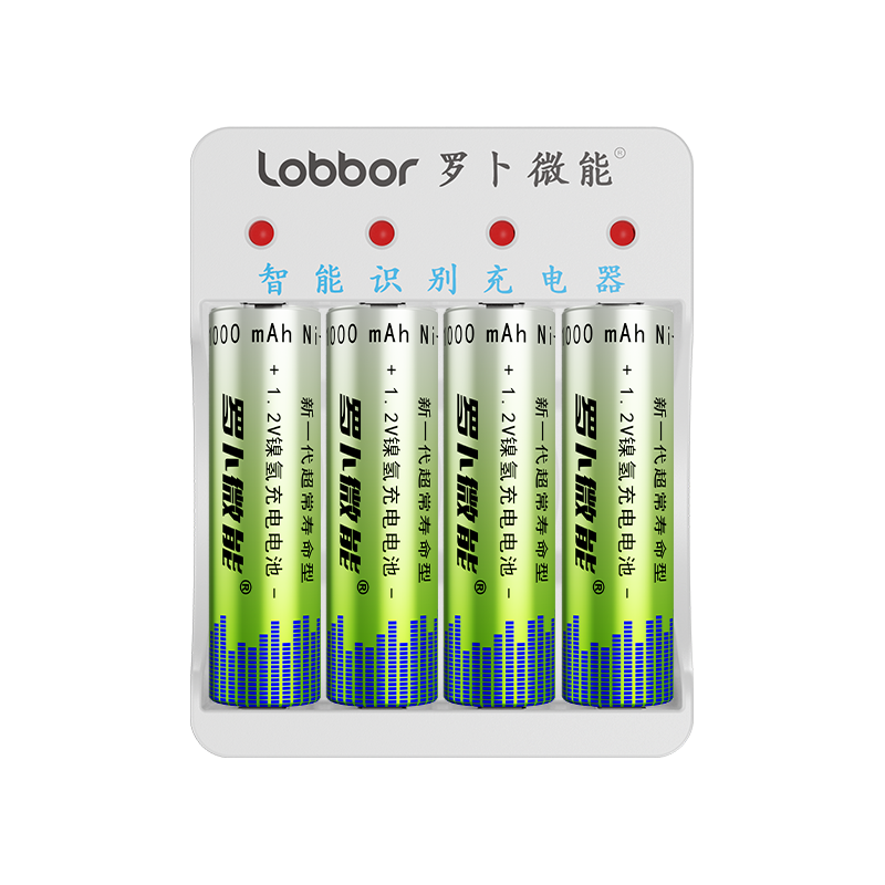 罗卜微能 5号7号电池通用充电器 4槽充电器+4节5号充电电池 29.9元