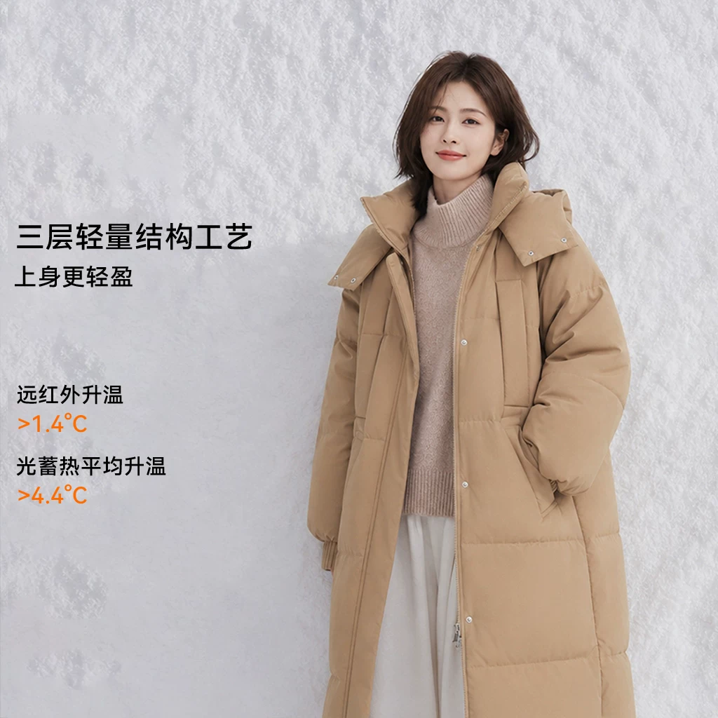 阿仕顿 女士过膝长款加厚保暖连帽棉衣外套 49.52元 - 86线报