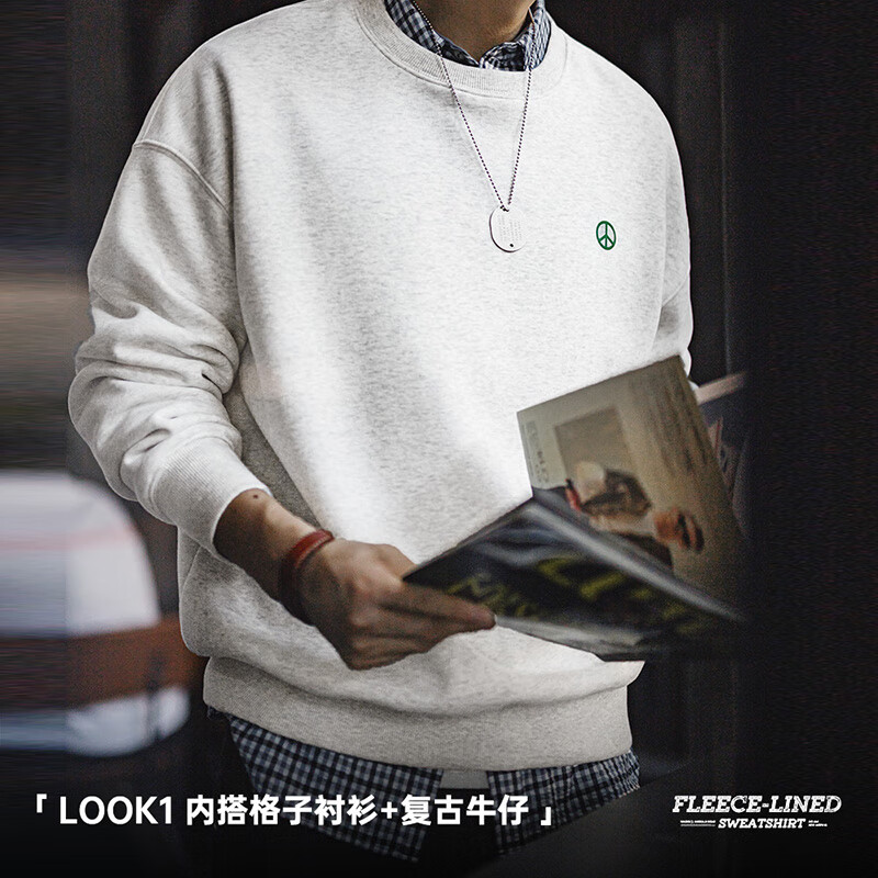 马登 MADEN 工装 美式休闲圆领加绒卫衣 113.9元